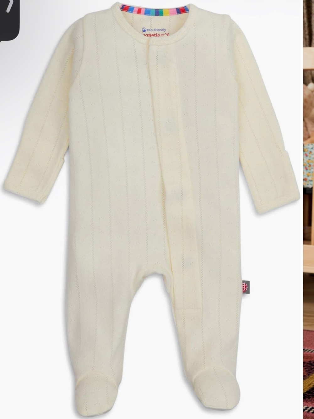 Magnetic Me Cream Long-Sleeve Footed One-Piece